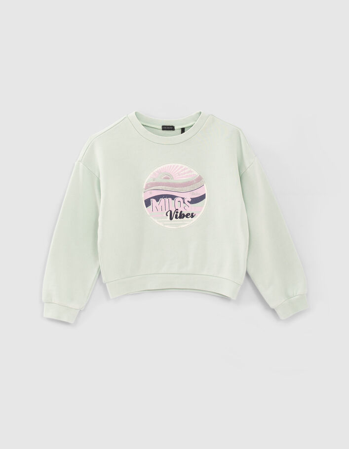 Watergroene sweater geborduurd vintage ontwerp meisjes - IKKS
