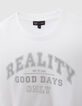 Girls' off-white sweatshirt with silver glitter slogan-2