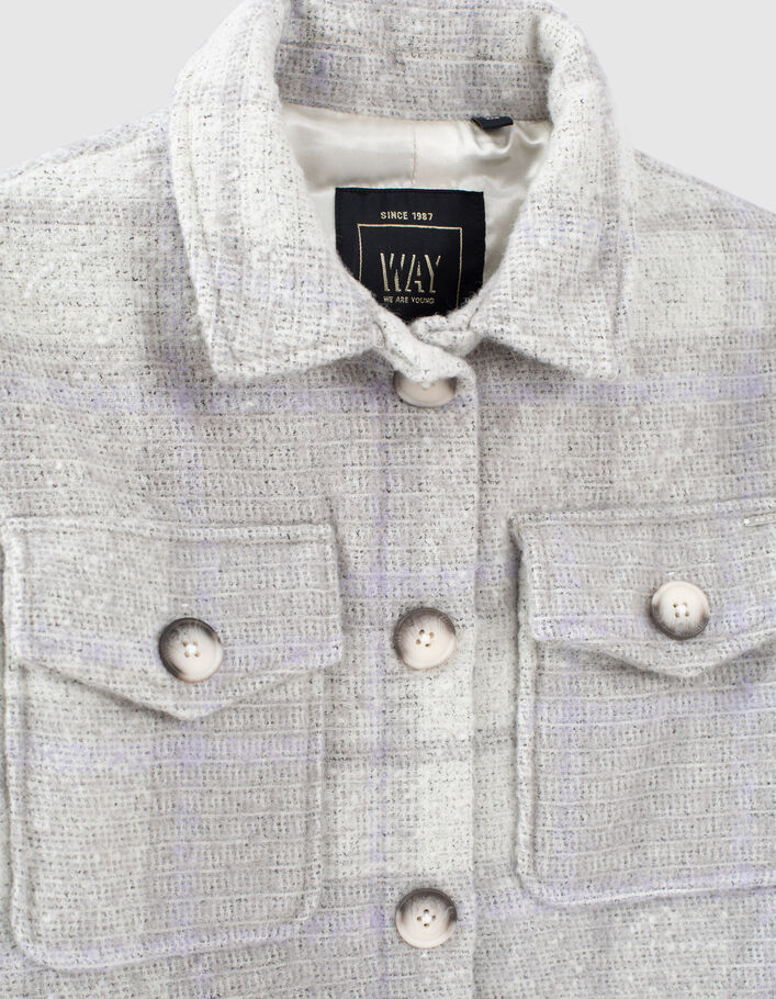 Girls’ vanilla wool check overshirt jacket - IKKS