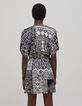 Robe noire imprimé patchwork foulard Femme-3