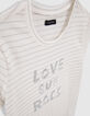 Girls’ ecru striped T-shirt-5