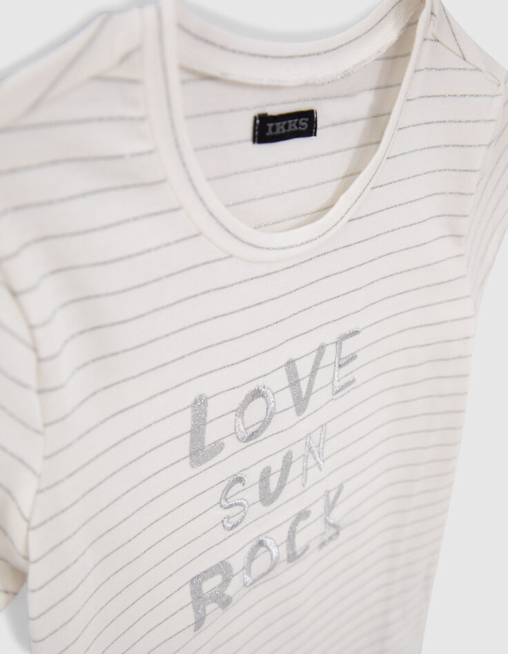 Girls’ ecru striped T-shirt-5