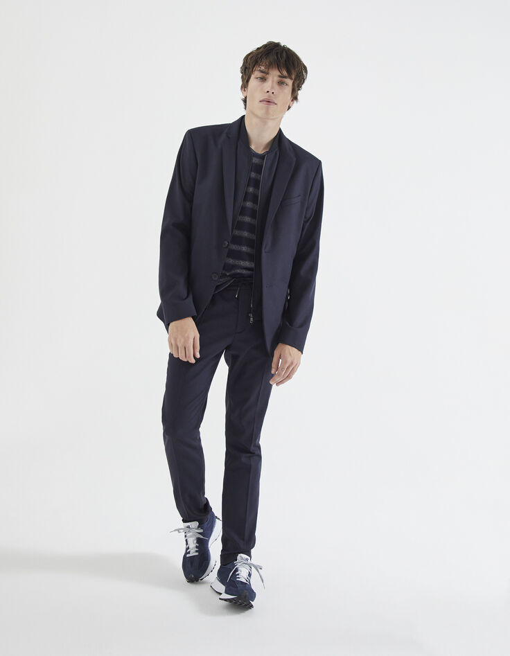 Veste marine knitlook à parmenture URBAN LAB Homme-6 Veste marine knitlook à parmenture URBAN LAB Homme-6