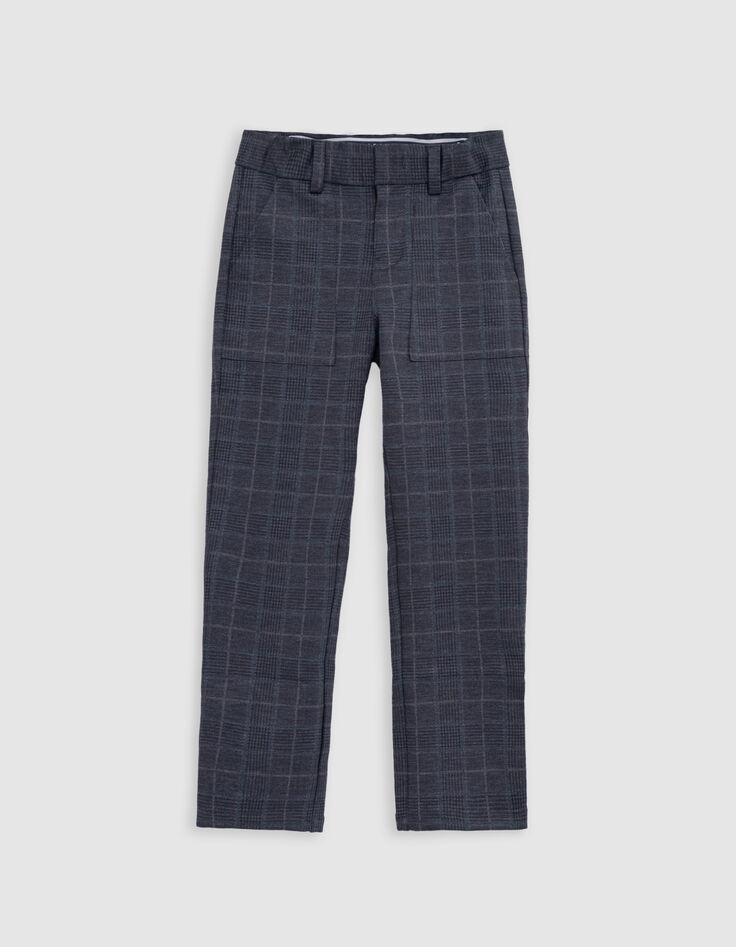 Pantalon gris maille motif prince-de-Galles garçon-1