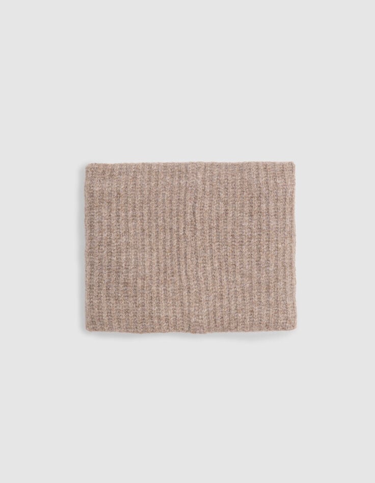 Snood camel tricot fourré grosses côtes garçon-3