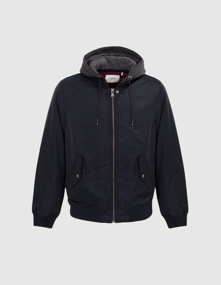 Bomber marine en nylon capuche amovible Homme-8