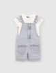 Set korte jeanstuinbroek en wit T-shirt meisjes-2