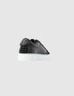Baskets noires en cuir logo IKKS détails clous femme-3