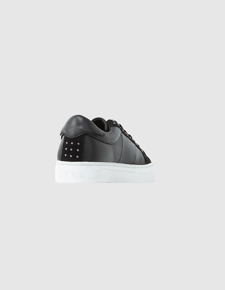 Baskets noires en cuir logo IKKS détails clous femme-3