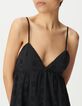 Robe fines bretelles noire broderie anglaise Femme-6