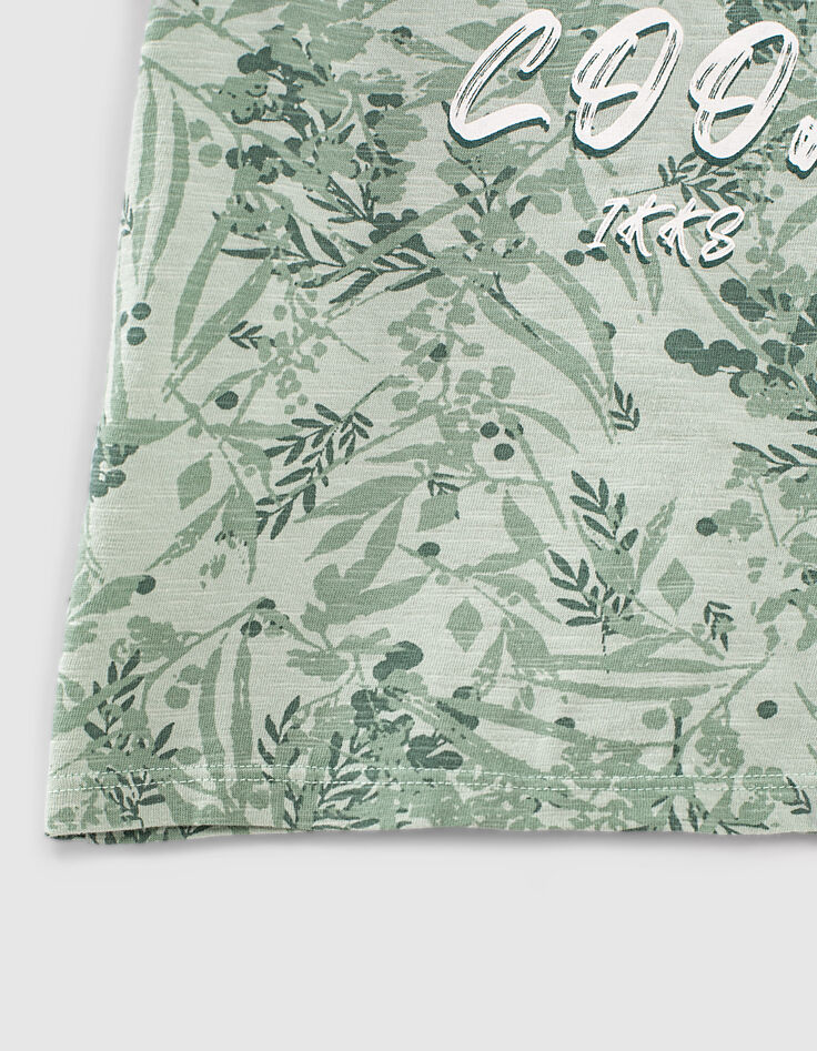 T-shirt aqua bio imprimé feuilles et message garçon -4
