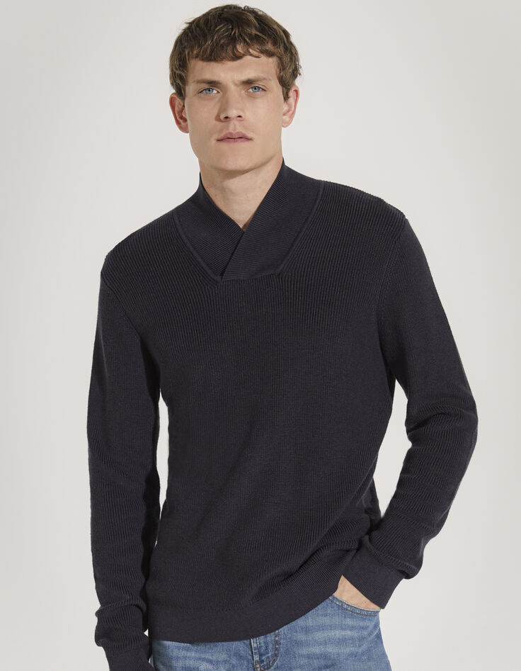 Pull marine &agrave; col ch&acirc;le Homme-2