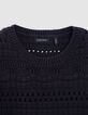 Pull marine tricot fantaisie ajouré fille-4