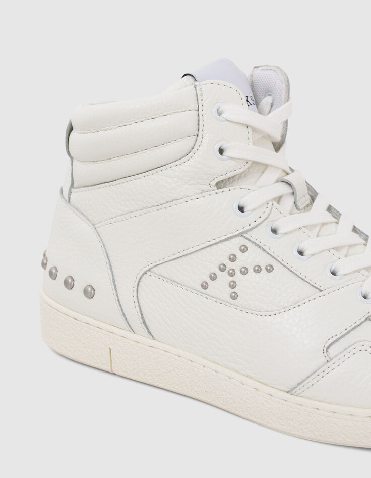 Sneakers blanches cuir décor clous Femme-4