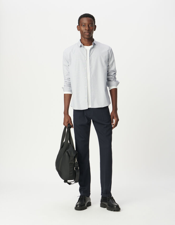 Chemise regular marine motif fines rayures Homme-1 Chemise regular marine motif fines rayures Homme-1