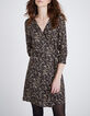 Robe portefeuille noire imprimé fusain Femme-2