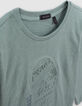 Boys&rsquo; green T-shirt with embossed footprint-2