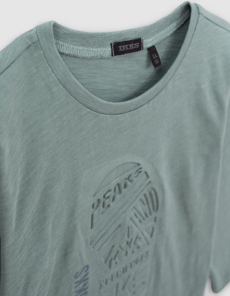 Boys&rsquo; green T-shirt with embossed footprint-2
