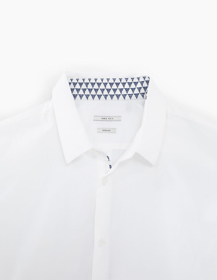 Weißes REGULAR-Herrenhemd mit geometrischem Kontrast - IKKS