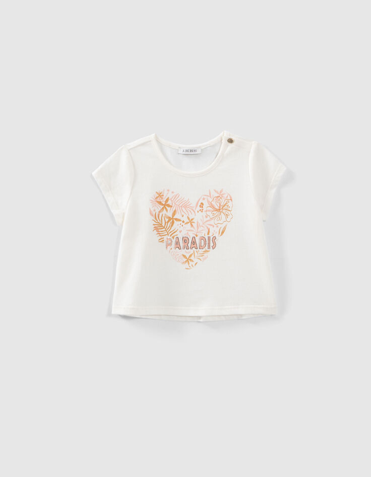 Baby girls’ ecru T-shirt and camel shorts outfit-4