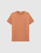 Cognackleurig T-shirt mix katoen-modal Heren-6