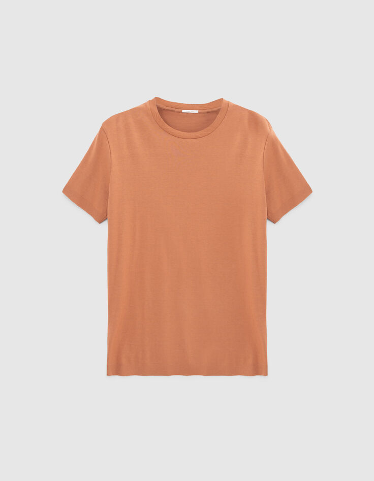 Cognackleurig T-shirt mix katoen-modal Heren-6