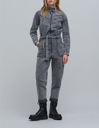 Mono vaquero gris con cremallera para mujer - IKKS