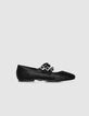Ballerines noires cuir effet poulain 3 boucles Femme-1
