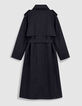 L&eacute;a Women's long navy double-breasted trench coat-6