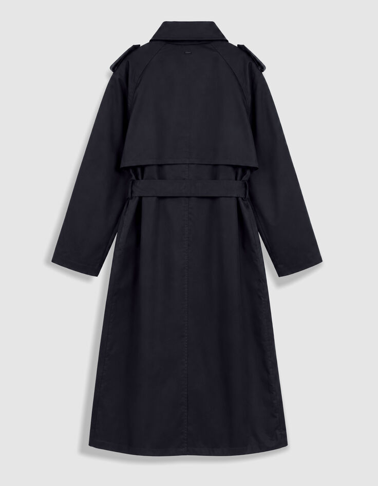 L&eacute;a Women's long navy double-breasted trench coat-6