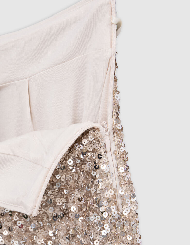 Jupe champagne brodée sequins Femme-5