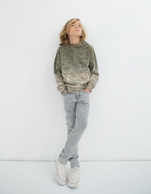 Boys’ grey slim jeans with placed distressing
