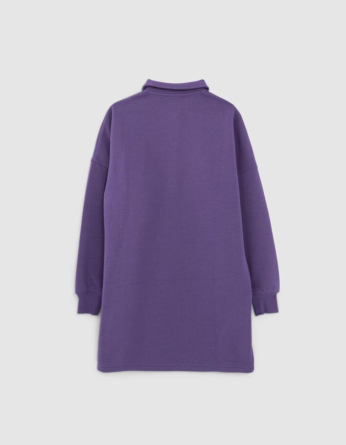 Girls’ purple polo sweatshirt-dress, College embroidery-4