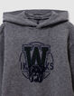 Pull à capuche gris tricot visuel chien garçon-4