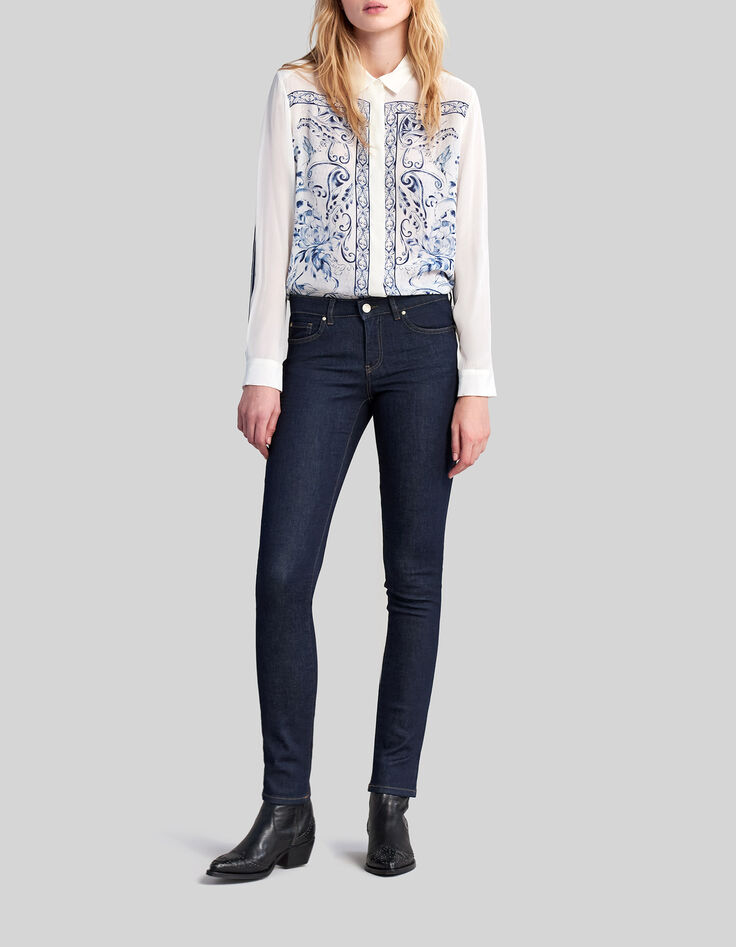 Jean SLIM taille basse brut femme-1