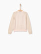 Cardigan rose poudré bi matière et pailleté fille-3