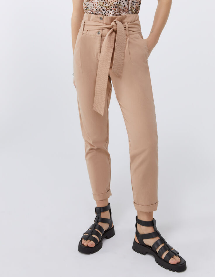 Pantalon cigarette Desert taille haute ceinturée Femme-2
