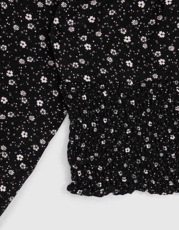 Girls’ black floral print cropped blouse - IKKS
