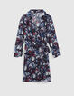Marineblauwe jurk gerecycleerd batik-print Dames-6