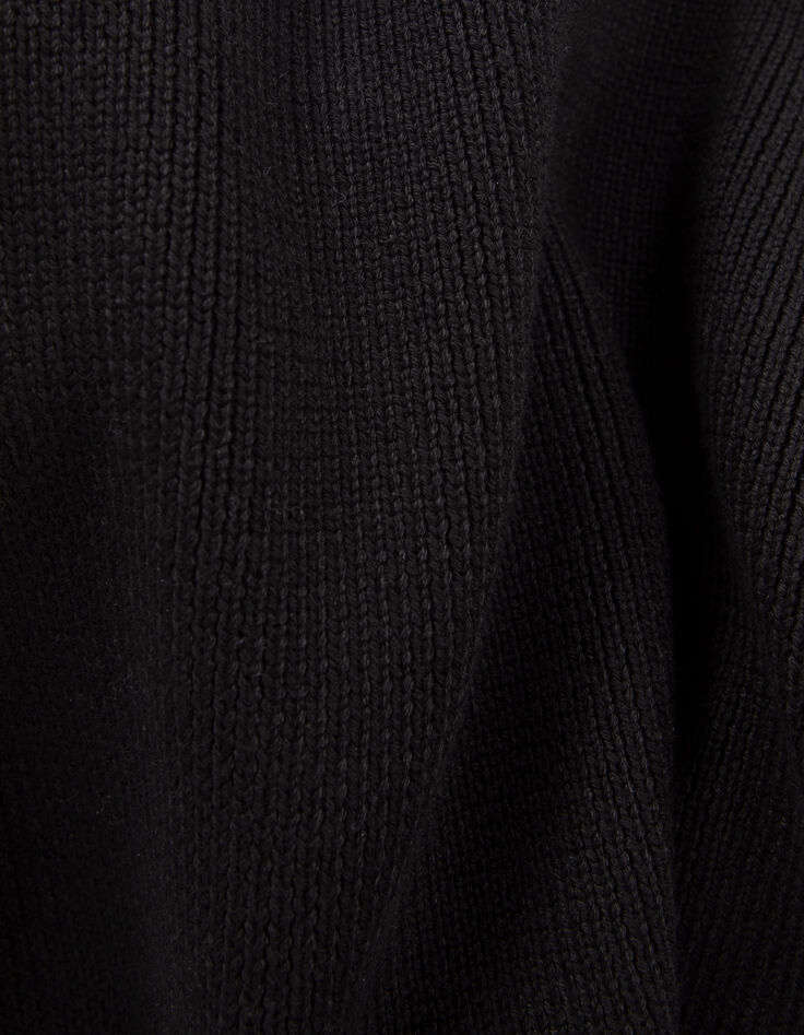 Jersey negro de punto con cuello de camionero para hombre-7