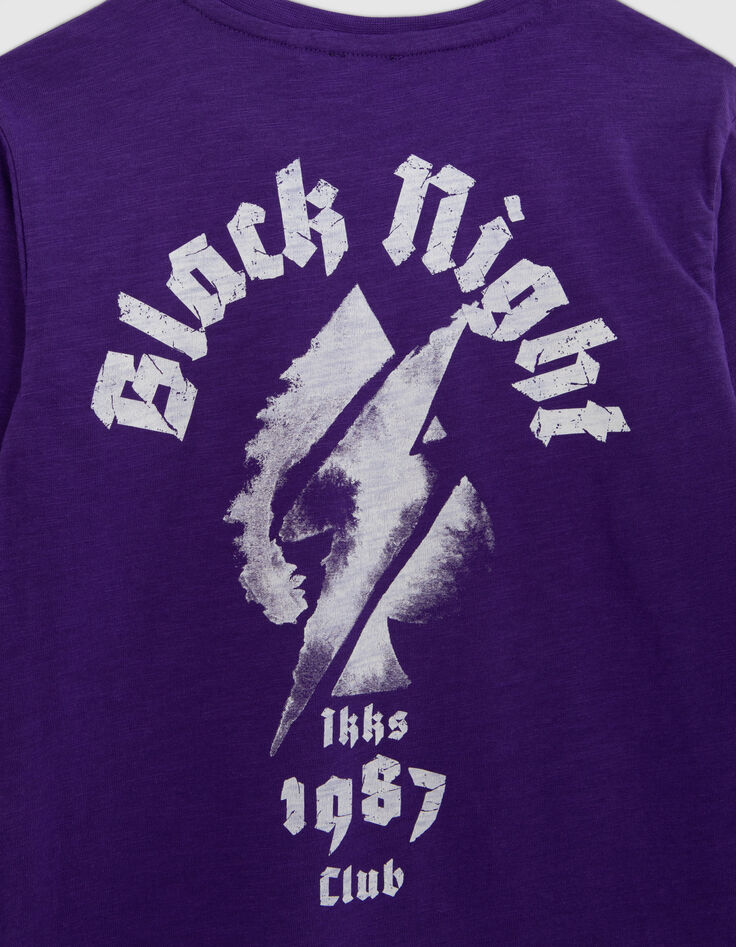 Violettes Jungen-T-Shirt mit Motiven vorne und hinten-7