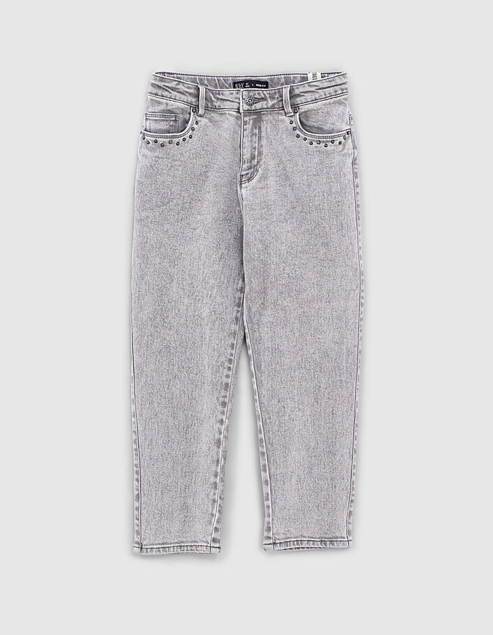 Light grey mom jeans bio met studs meisjes - IKKS