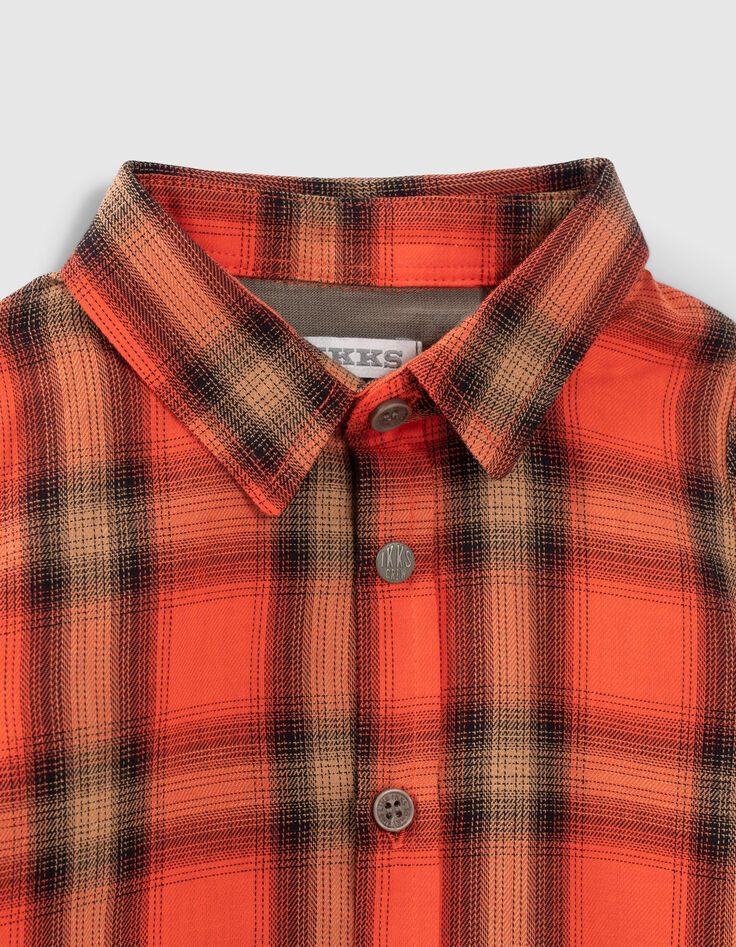 Camisa naranja de cuadros espalda punto print bebé niño-3