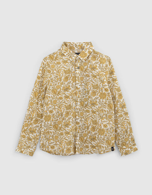 Camisa amarilla de niño con estampado de flores barrocas - IKKS