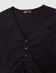 Girls’ black buttoned wide blouse with peplum-2