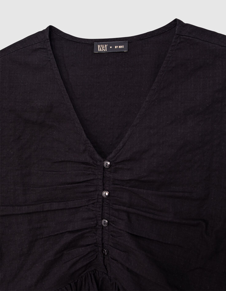 Girls’ black buttoned wide blouse with peplum-2