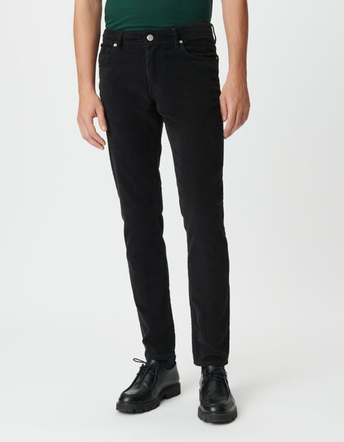 Zwarte slim broek fijne ribfluweel Heren - IKKS