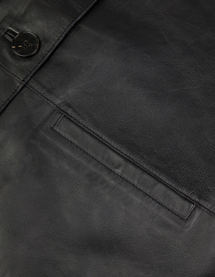 Veste cuir noir col montant Femme-9
