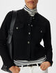 Cardigan noir tricot relief &agrave; poches plaqu&eacute;es Femme-4