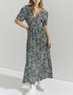 Robe longue en viscose imprimé cachemire vert femme-1